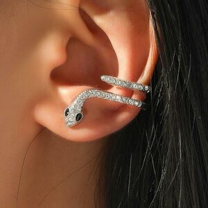 Silver Snake Ear Cuff Earrings Piercing Earrings